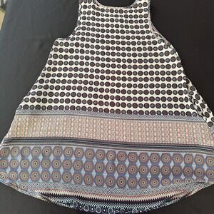 42POPS Abstract Print Short‎ Sleeveless Tank Top Cream Multi Color Medium (maybe